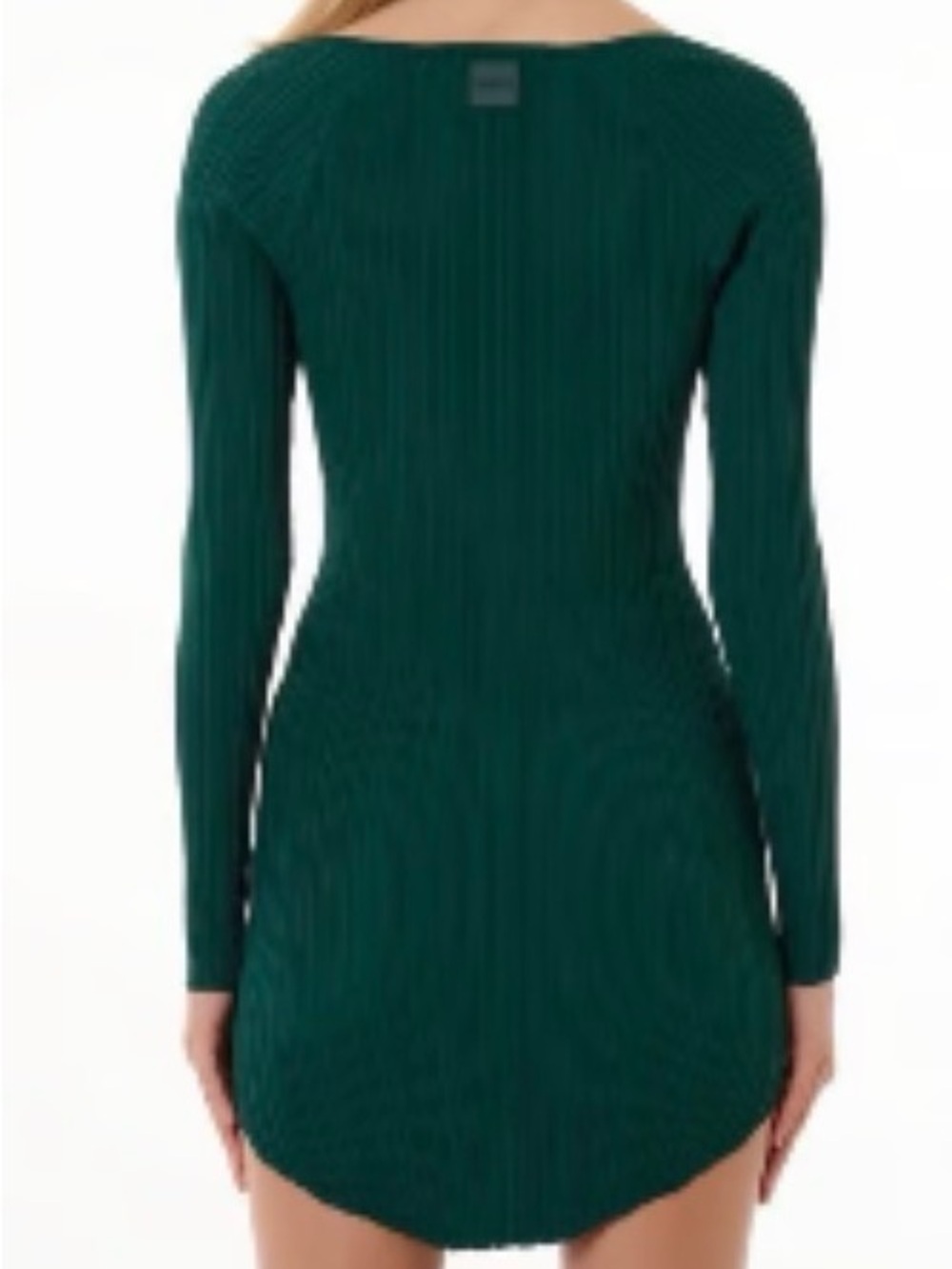 Barneys New Yorkwith Forever 21 Dark Green Long-Sleeve Ribbed Mini Dress